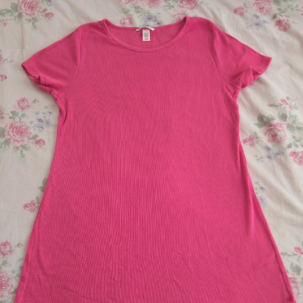Victoria's Secret Waffle Knit Sleep Shirt Nightgown Hot Pink XL